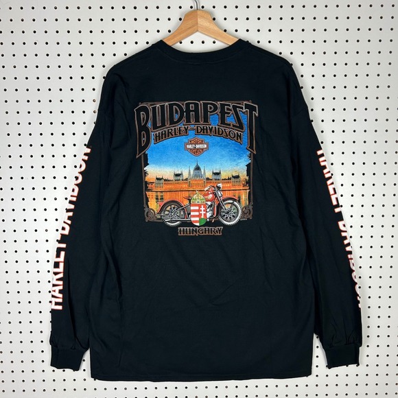 Harley-Davidson Other - Harley Davidson Budapest Hungary Long Sleeve T-Shirt Mens XL Black Graphic NWT
